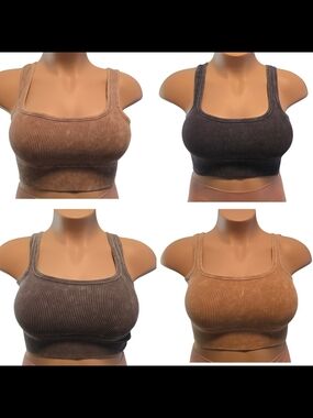 Zenana Ribbed Cropped Tank/Bralette Bundle (4 Pieces) L/XL